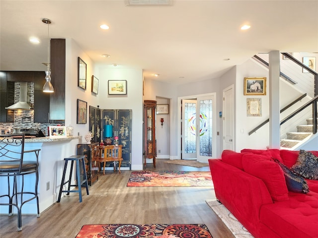 living room featuring wood-type flooring