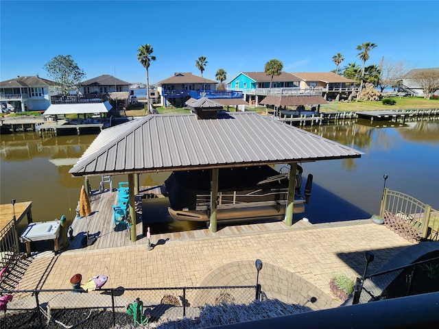 view of dock featuring a water view