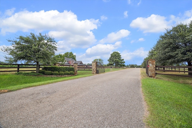 view of street with a rural view