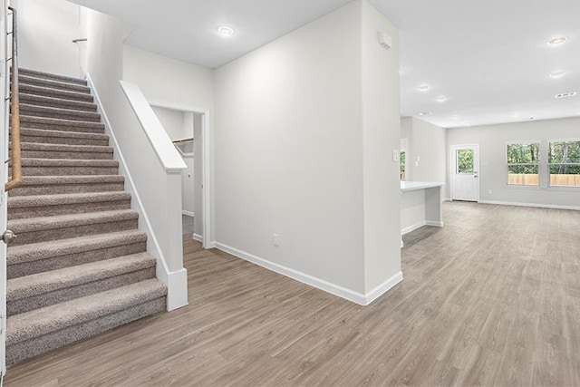 interior space with light hardwood / wood-style floors