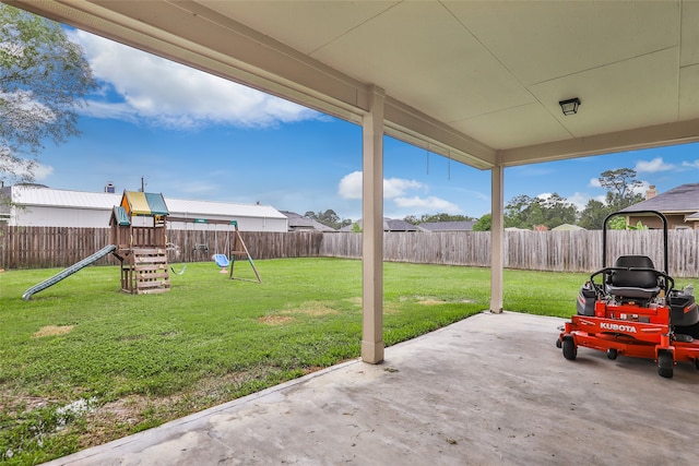 view of patio / terrace featuring a playground