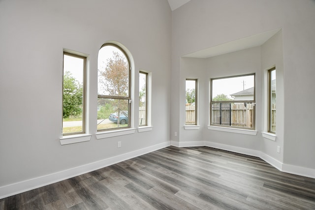 empty room featuring dark hardwood / wood-style floors