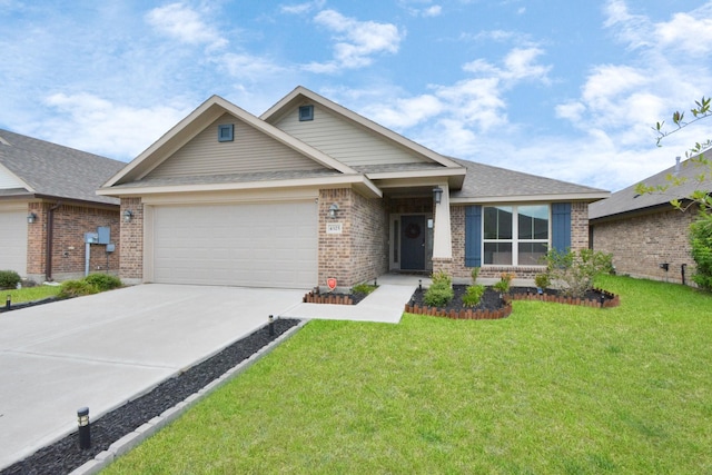 craftsman-style house with a garage and a front yard