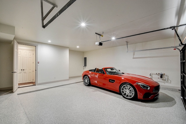 garage with a garage door opener