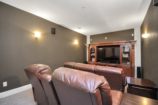 view of carpeted home theater