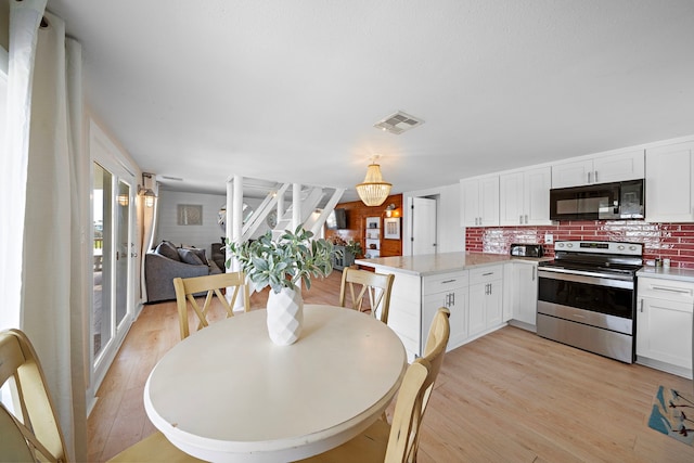 417 Olive St, Surfside Beach, TX 77541 - dining room featuring a toaster, light wood-style floors, and visible vents