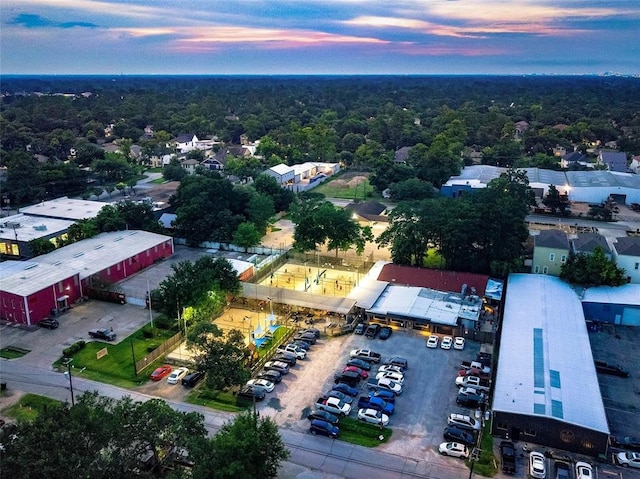 view of aerial view at dusk