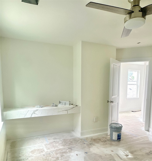 bathroom with ceiling fan