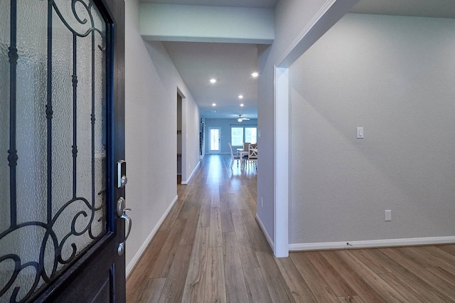 foyer entrance featuring light hardwood / wood-style flooring