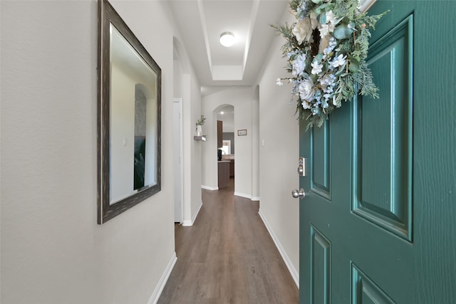 hallway featuring dark hardwood / wood-style floors