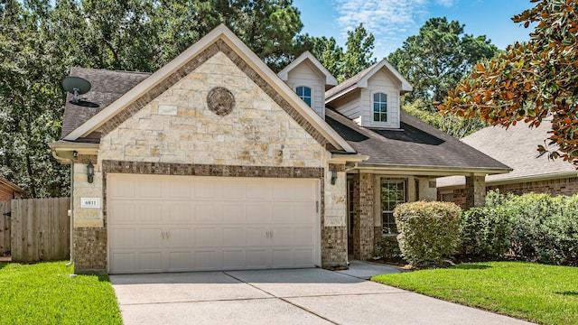 view of front of property with a garage