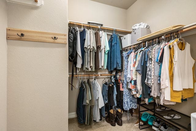 walk in closet featuring carpet