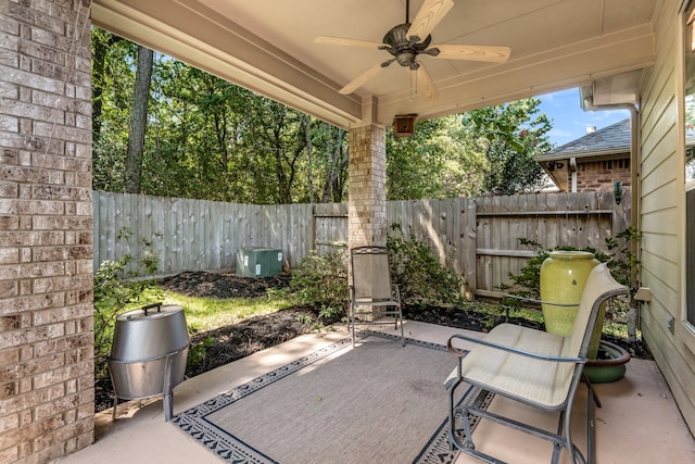 view of patio / terrace with ceiling fan