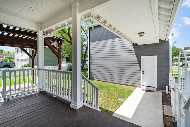 deck featuring a pergola