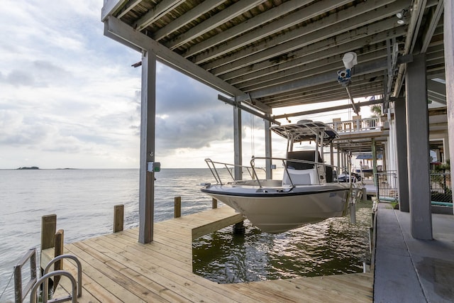 view of dock featuring a water view