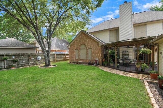 view of yard with a patio and a pergola