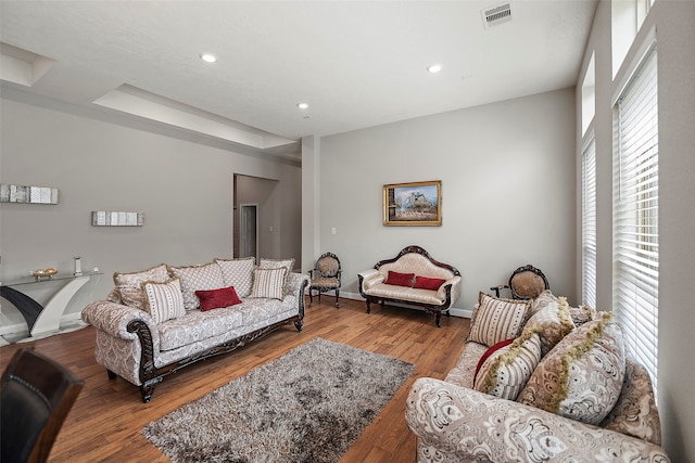 living room with hardwood / wood-style floors