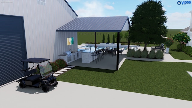 exterior space with exterior kitchen and a patio