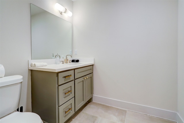 bathroom with tile patterned floors, toilet, and vanity