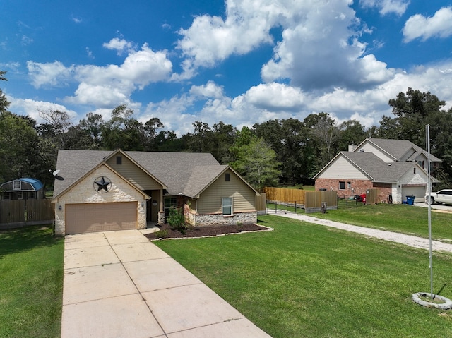 view of front facade featuring a garage and a front lawn