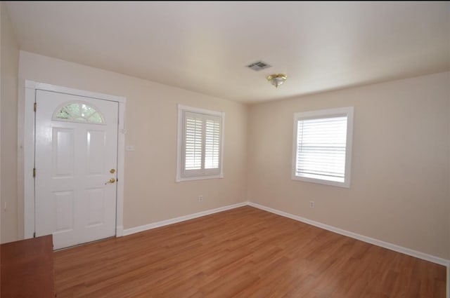 entrance foyer with hardwood / wood-style flooring and a wealth of natural light