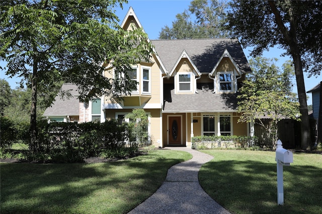 view of front of home featuring a front yard