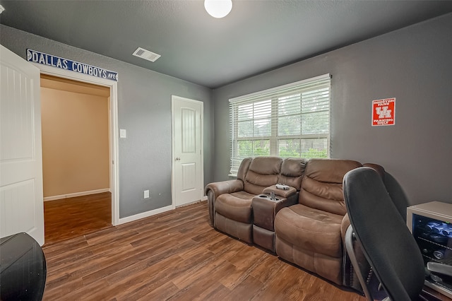 living room with hardwood / wood-style floors