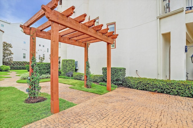 view of patio / terrace featuring a pergola