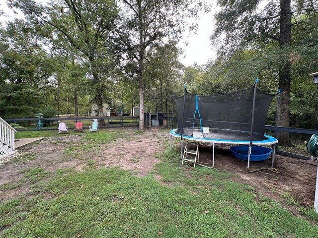 view of yard with a trampoline