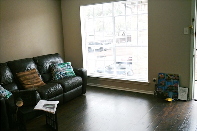 living room featuring dark hardwood / wood-style floors