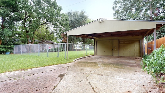 exterior space with a carport and a garage