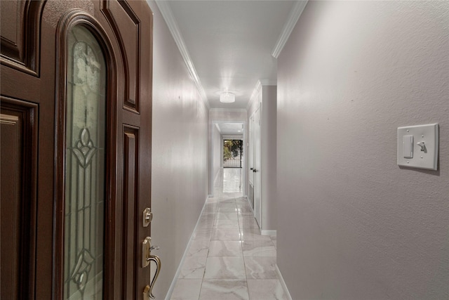 hallway with ornamental molding