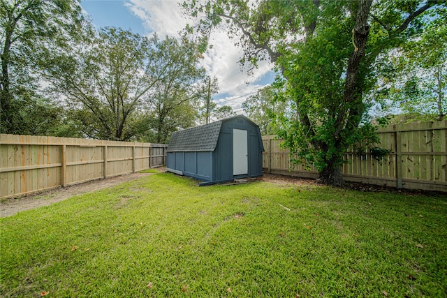 view of yard featuring a shed