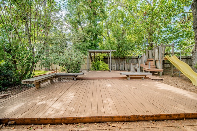 deck with a playground