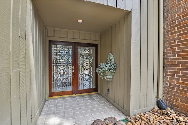 doorway to property featuring french doors