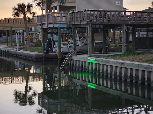 view of dock featuring a water view