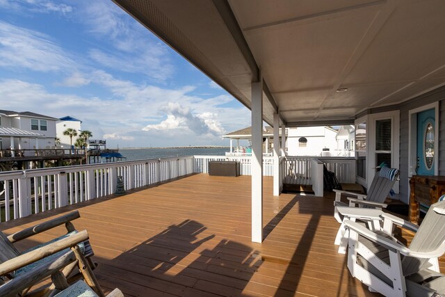 deck with a water view