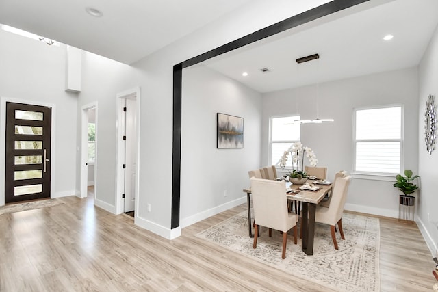 dining area featuring light hardwood / wood-style flooring