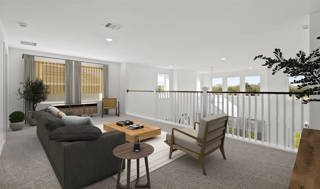 living room with carpet floors