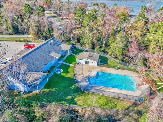 bird's eye view featuring a water view