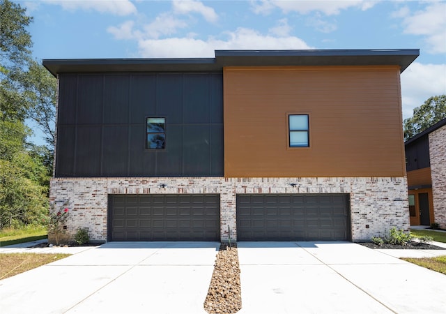 contemporary home featuring a garage