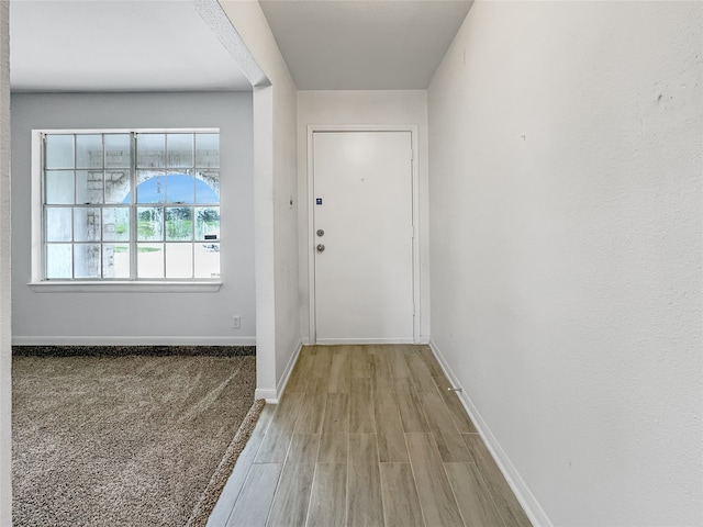 doorway with light hardwood / wood-style floors