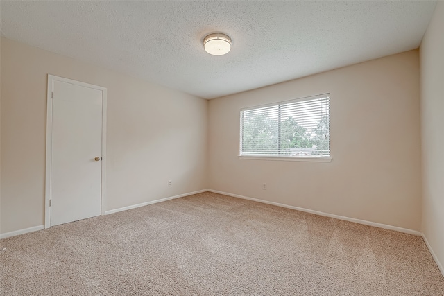 spare room with a textured ceiling and light carpet