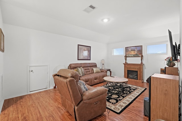 living room featuring light hardwood / wood-style floors