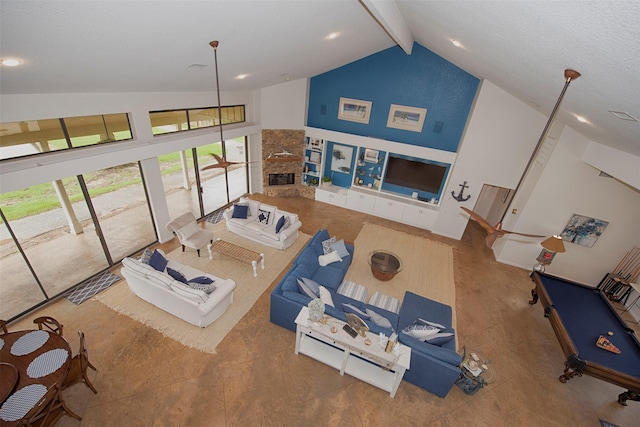 3821 Nasa Rd Unit 1, Seabrook, TX 77586 - living room with a stone fireplace