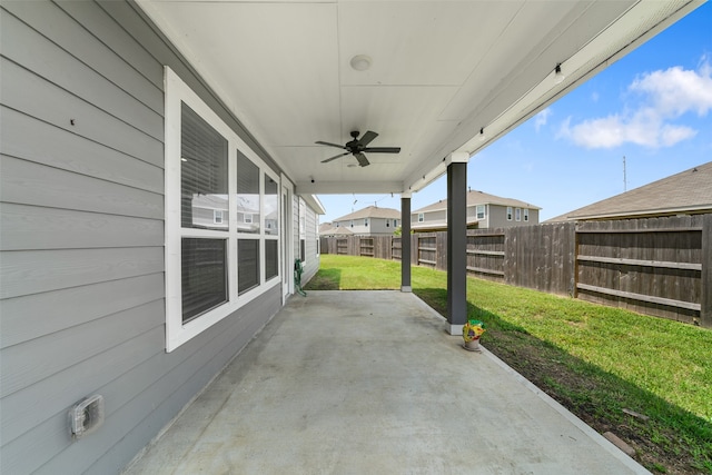 view of patio / terrace featuring ceiling fan