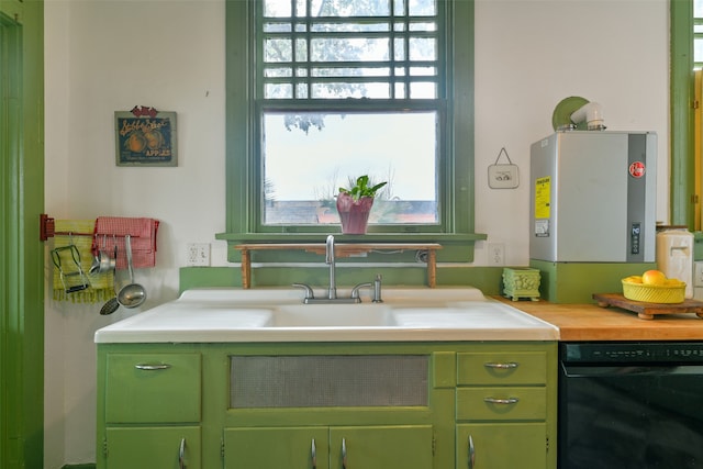 kitchen with dishwasher and green cabinets