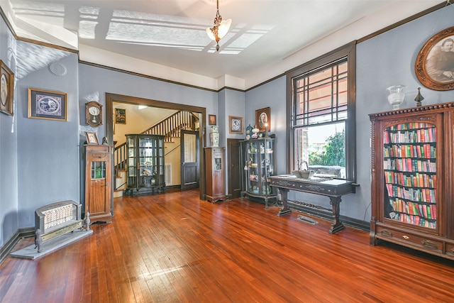 misc room with dark wood-type flooring