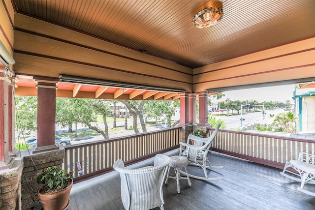 deck featuring covered porch