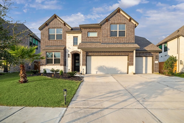 view of front of house featuring a garage and a front yard